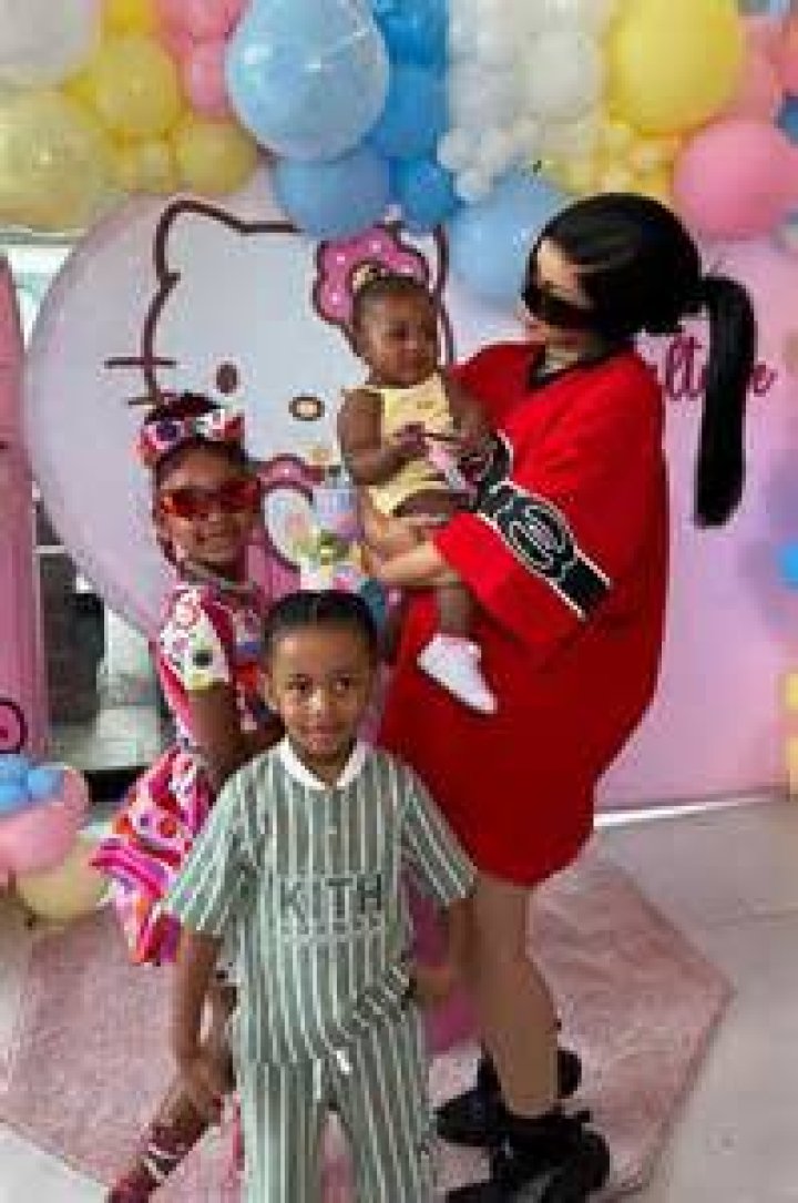 So sweet: Cardi and little Kulture were both wearing matching bubblegum pink ball gowns that were perfectly in tune with the theme of the evening